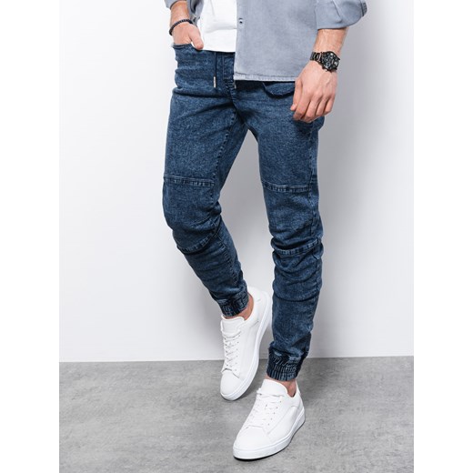 Spodnie męskie jeansowe joggery - niebieskie V3 P1056 XL ombre