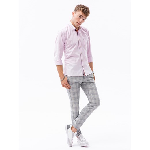 Koszula męska z długim rękawem SLIM FIT - różowa V13 K643 L wyprzedaż ombre