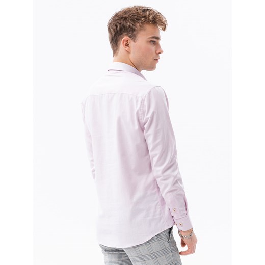 Koszula męska z długim rękawem SLIM FIT - różowa V13 K643 L wyprzedaż ombre