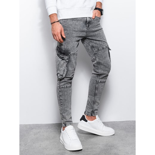 Spodnie męskie jeansowe - szare V1 P1079 M wyprzedaż ombre