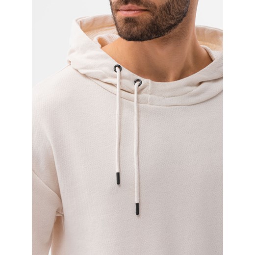 Bluza męska hoodie z przeszyciami - kremowa V1 B1187 XL promocyjna cena ombre