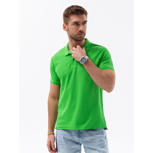Koszulka męska polo z dzianiny pique - zielony V25 S1374 XXL ombre