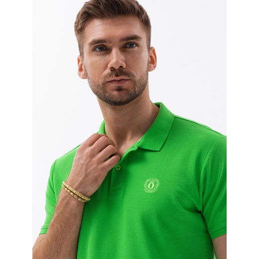 Koszulka męska polo z dzianiny pique - zielony V25 S1374 S ombre