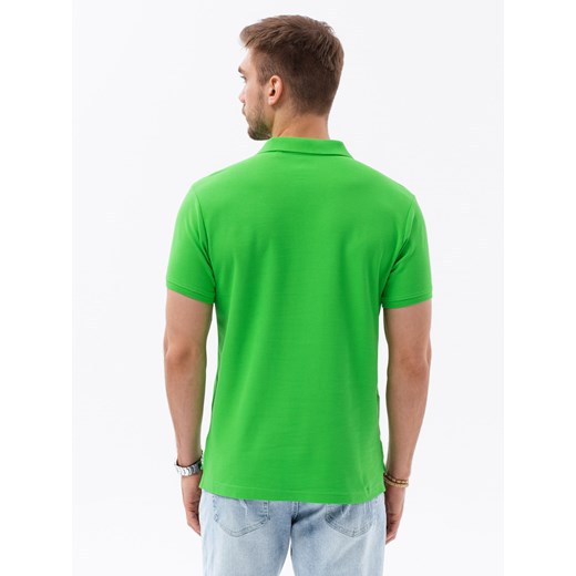 Koszulka męska polo z dzianiny pique - zielony V25 S1374 L ombre