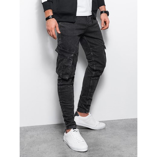 Spodnie męskie jeansowe - czarne V2  P1079 XXL promocyjna cena ombre