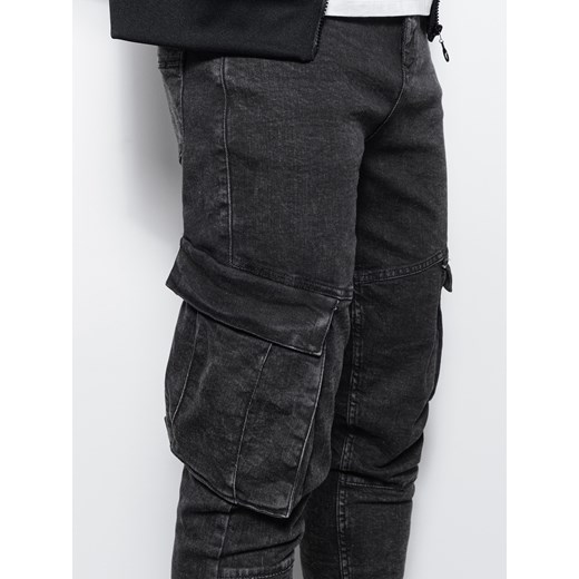 Spodnie męskie jeansowe - czarne V2  P1079 M okazyjna cena ombre