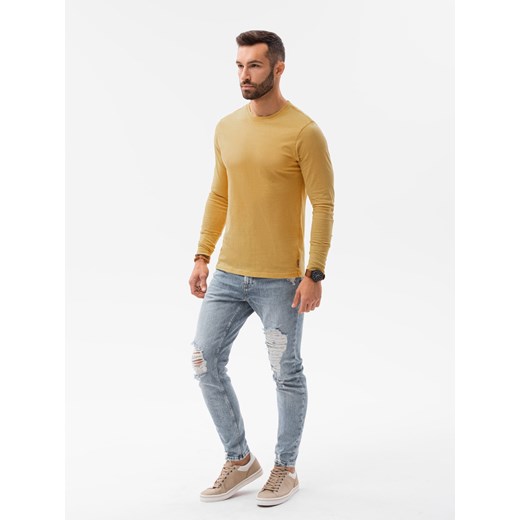 Longsleeve męski bez nadruku - musztardowy V1 L131 S ombre