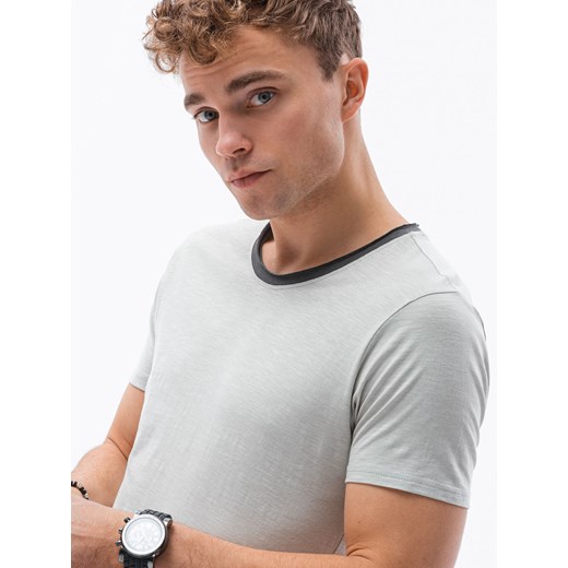T-shirt męski bawełniany - jasnoszary V2 S1385 XXL ombre