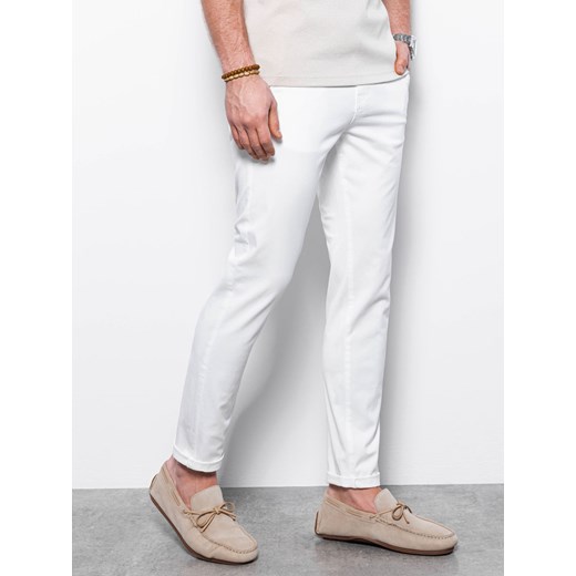 Spodnie męskie chino - białe V5 P894 L ombre