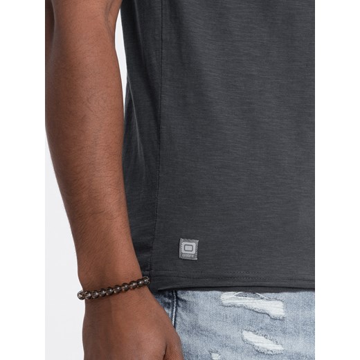 T-shirt męski bawełniany - grafitowy V7 S1385 L ombre