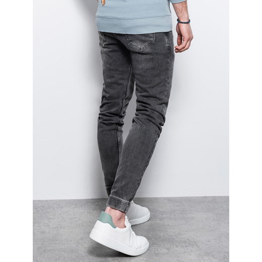Spodnie męskie jeansowe joggery - szare P907 XXL ombre