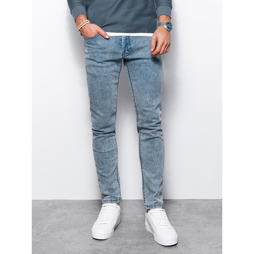 Spodnie męskie jeansowe SKINNY FIT - jasnoniebieskie V2 P1062 M ombre