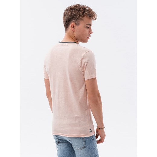 T-shirt męski bawełniany - brzoskwiniowy V5 S1385 L ombre