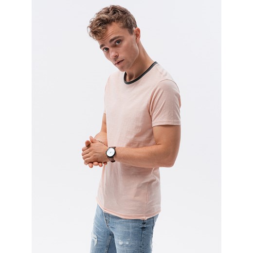 T-shirt męski bawełniany - brzoskwiniowy V5 S1385 M ombre