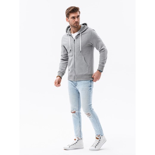 Bluza męska rozpinana z kapturem BASIC - szary melanż V7 B977 M ombre