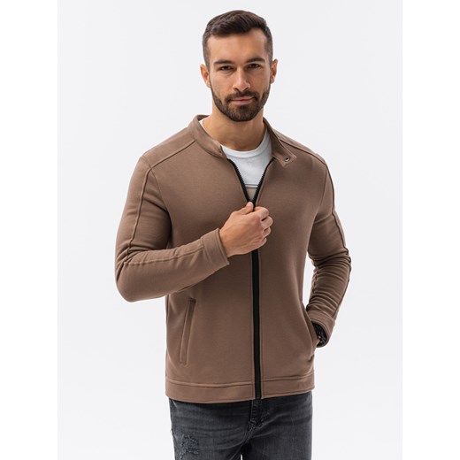 Bluza męska rozpinana bez kaptura - brązowa V6 B1071 M ombre