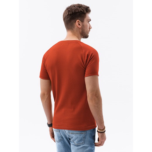 T-shirt męski bez nadruku - ceglasty S1182 L ombre
