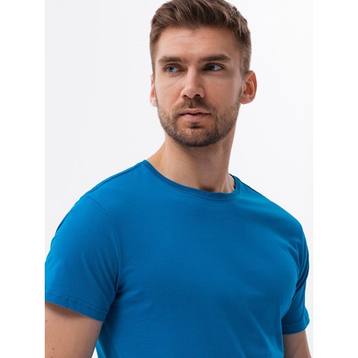 T-shirt męski bawełniany BASIC - niebieski V12 S1370 XXL ombre