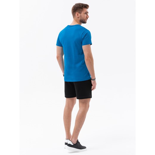 T-shirt męski bawełniany BASIC - niebieski V12 S1370 L ombre