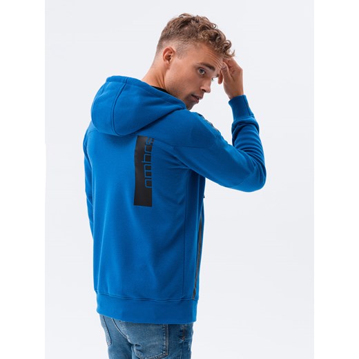 Bluza męska rozpinana z kapturem - niebieska V5 B1076 M ombre