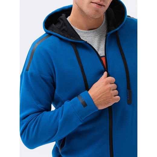 Bluza męska rozpinana z kapturem - niebieska V5 B1076 M ombre