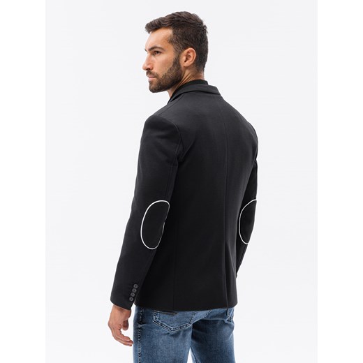 Elegancka marynarka męska z kontrastową lamówką - czarna V3 M81 L ombre
