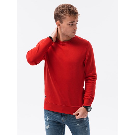 Bluza męska bez kaptura BASIC - czerwona V6 B978 ze sklepu ombre w kategorii Bluzy męskie - zdjęcie 159004330