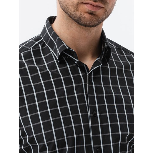 Koszula męska z długim rękawem REGULAR FIT - czarna K618 M promocyjna cena ombre