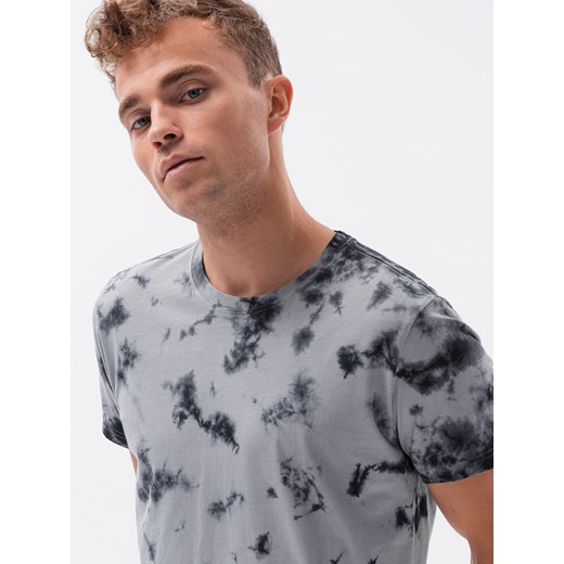 T-shirt męski bawełniany TIE DIY - szary V1 S1620 S ombre