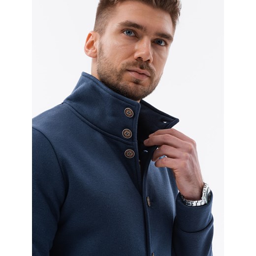 Bluza męska zapinana na guziki ze stójką - ciemnoniebieska V4 OM-SSZP-22FW-013 XL ombre