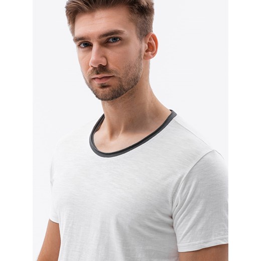 T-shirt męski bawełniany - ecru V6 S1385 XXL ombre