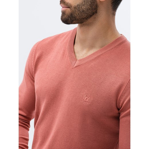 Sweter męski z haftem - różowy V18 E191 XL ombre