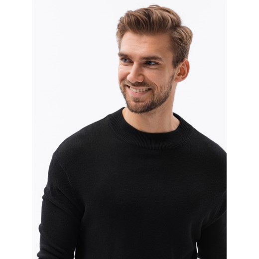 Sweter męski z półgolfem o gładkiej strukturze - czarny V1 E178 XXL ombre