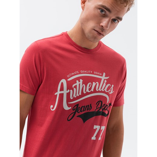 T-shirt męski z nadrukiem - czerwony V-22A S1434 XL ombre