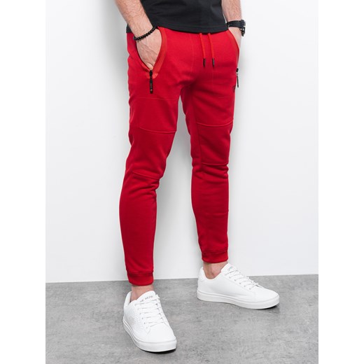 Spodnie męskie dresowe joggery - czerwone V4 P902 L promocja ombre