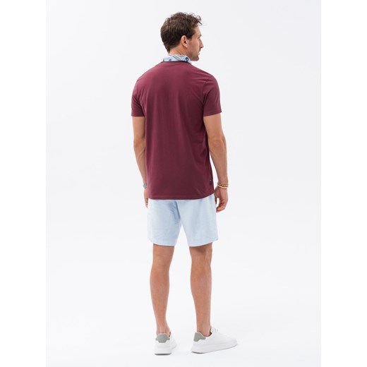 T-shirt męski bawełniany z nadrukiem na kieszonce - bordowy V3 S1742 XXL ombre