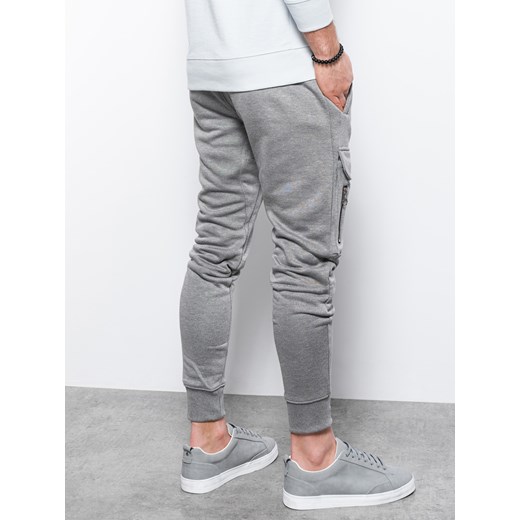 Spodnie męskie dresowe joggery - szary melanż V3 P905 L promocja ombre