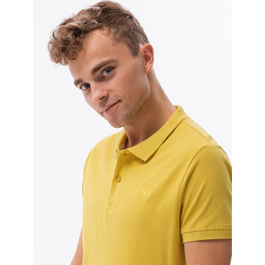 Koszulka męska polo z dzianiny pique - żółty S1374 M ombre