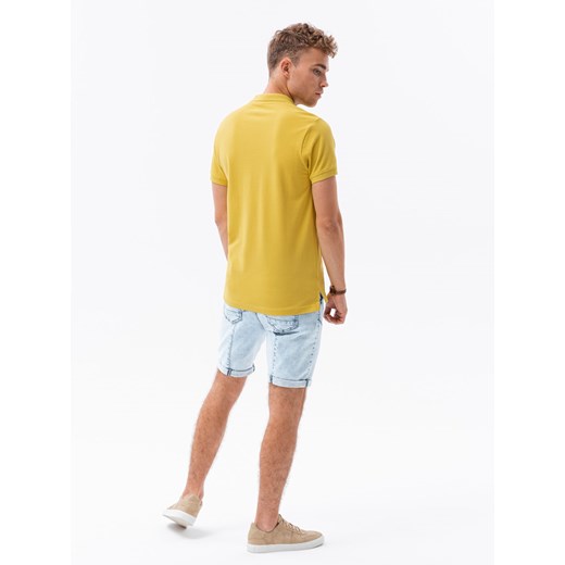 Koszulka męska polo z dzianiny pique - żółty S1374 M ombre
