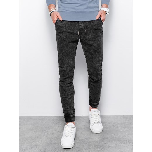 Spodnie męskie jeansowe joggery - czarne V2 P1027 L ombre