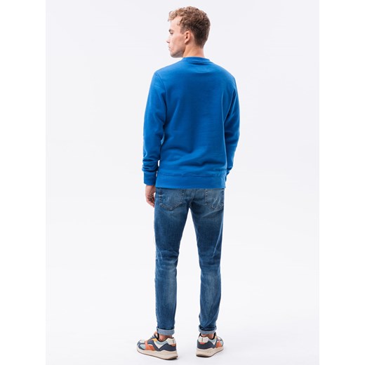 Bluza męska bez kaptura BASIC - głęboki niebieski V 18 B978 XXL ombre