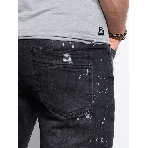 Spodnie męskie jeansowe z dziurami SLIM FIT - czarne V3 P1065 M ombre okazja
