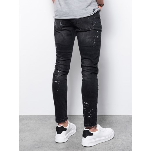 Spodnie męskie jeansowe z dziurami SLIM FIT - czarne V3 P1065 L ombre okazja