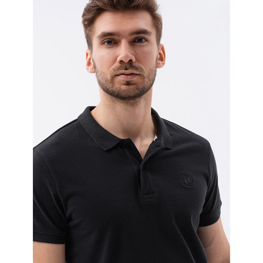 Koszulka męska polo z dzianiny pique - czarna V1 S1374 M ombre