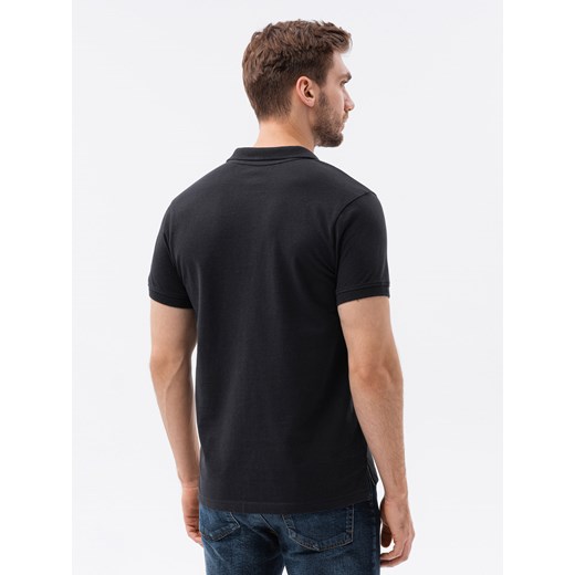 Koszulka męska polo z dzianiny pique - czarna V1 S1374 XL ombre
