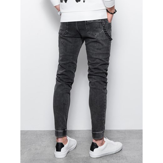 Spodnie męskie jeansowe joggery - grafitowe V9 P939 S ombre promocyjna cena
