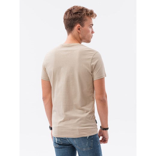 T-shirt męski bawełniany BASIC - piaskowy V11 S1370 XL ombre