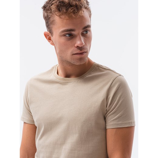 T-shirt męski bawełniany BASIC - piaskowy V11 S1370 L ombre