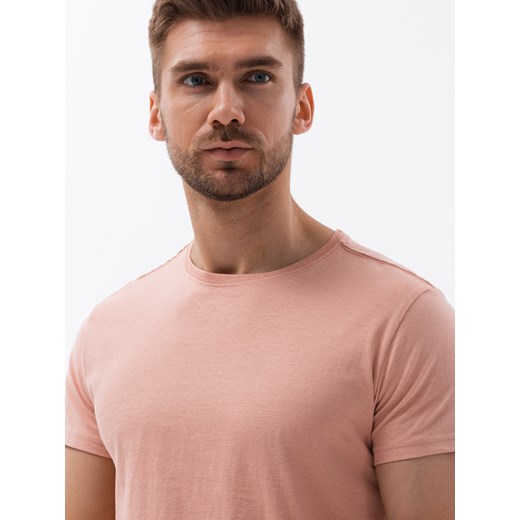 T-shirt męski bawełniany BASIC - różowy V9 S1370 ze sklepu ombre w kategorii T-shirty męskie - zdjęcie 159006614