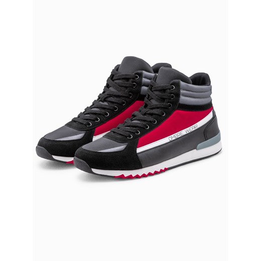 Buty męskie sneakersy za kostkę - czarno-czerwone V4 T358 40 ombre